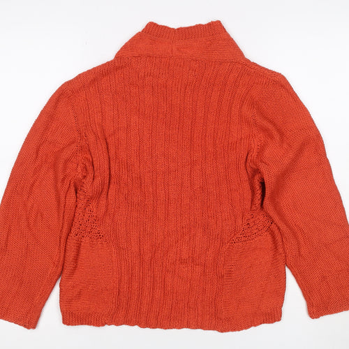 Denis-R G22 Women’s Orange Size 16 Wrap Cardigan Open Knit