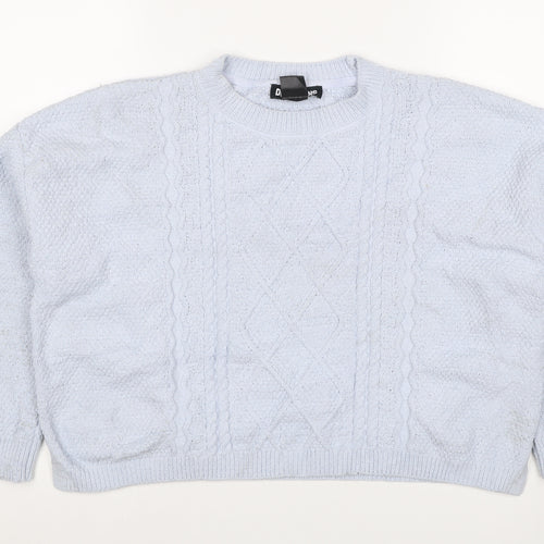 DKNY Jeans Women’s Blue UK 12 Cable Knit Crew Neck Pullover Jumper