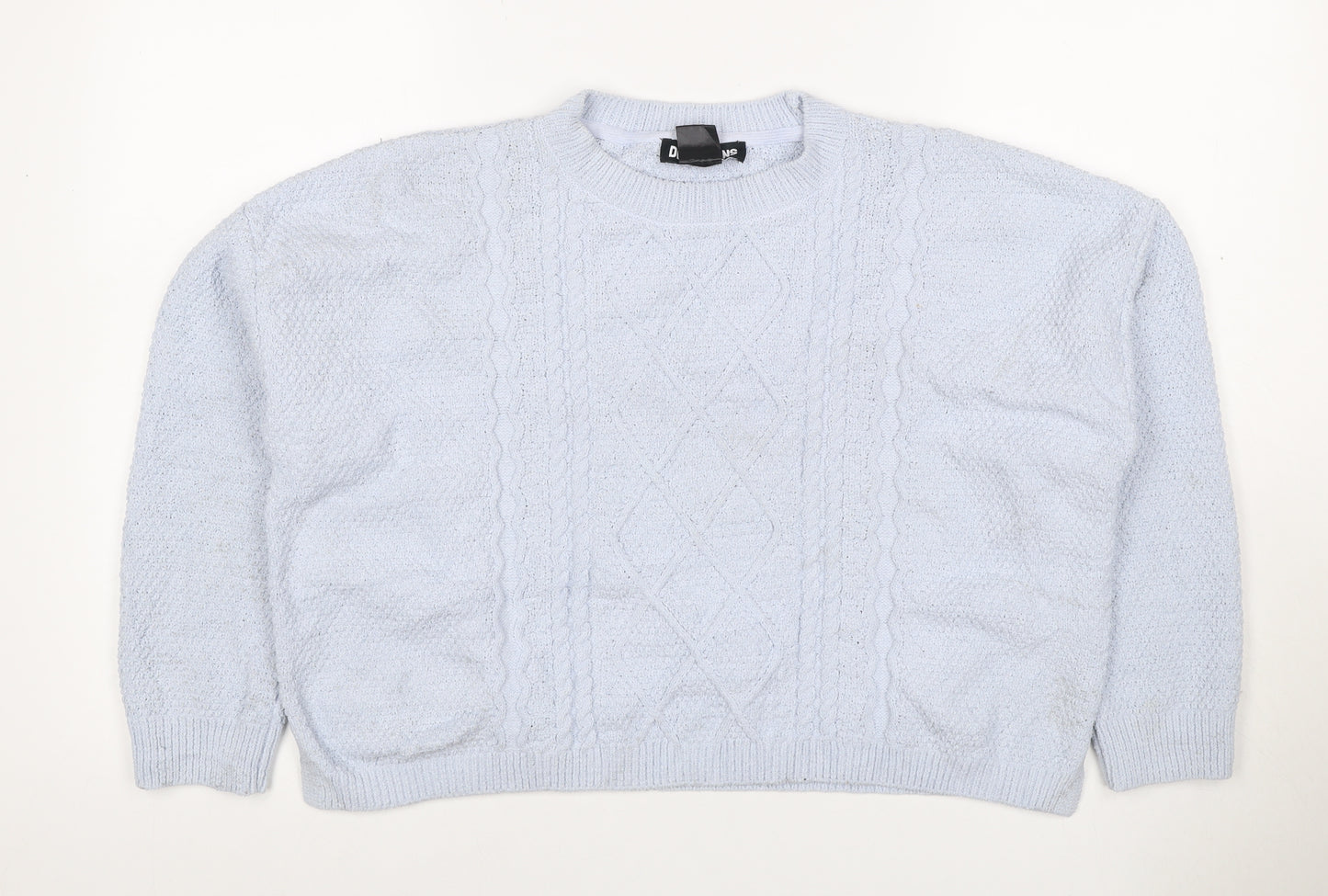 DKNY Jeans Women’s Blue UK 12 Cable Knit Crew Neck Pullover Jumper