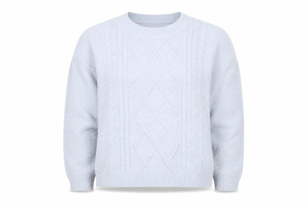 Front view of DKNY Jeans Women’s Blue UK 12 Cable Knit Crew Neck jumper