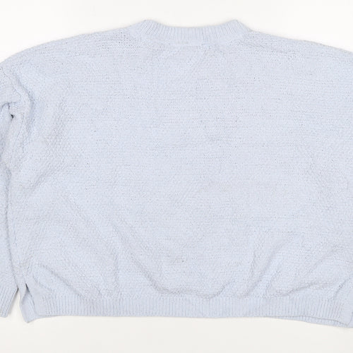 DKNY Jeans Women’s Blue UK 12 Cable Knit Crew Neck Pullover Jumper