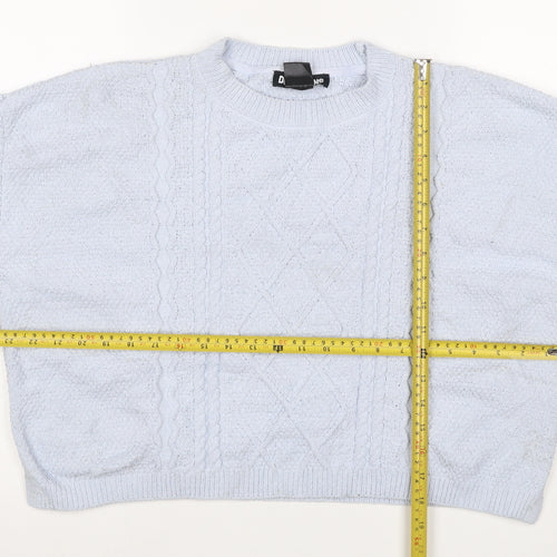 DKNY Jeans Women’s Blue UK 12 Cable Knit Crew Neck Pullover Jumper