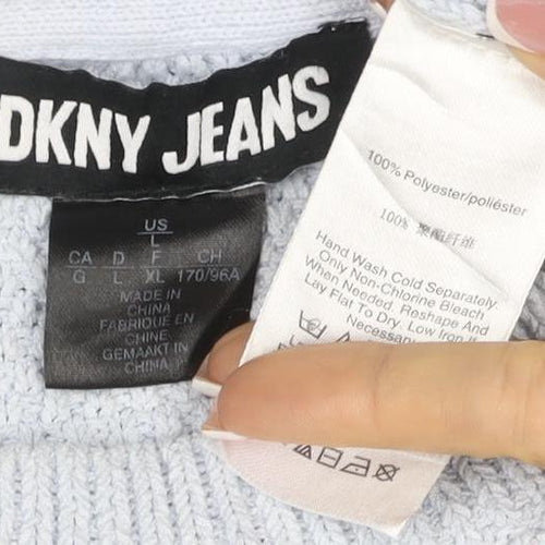 DKNY Jeans Women’s Blue UK 12 Cable Knit Crew Neck Pullover Jumper