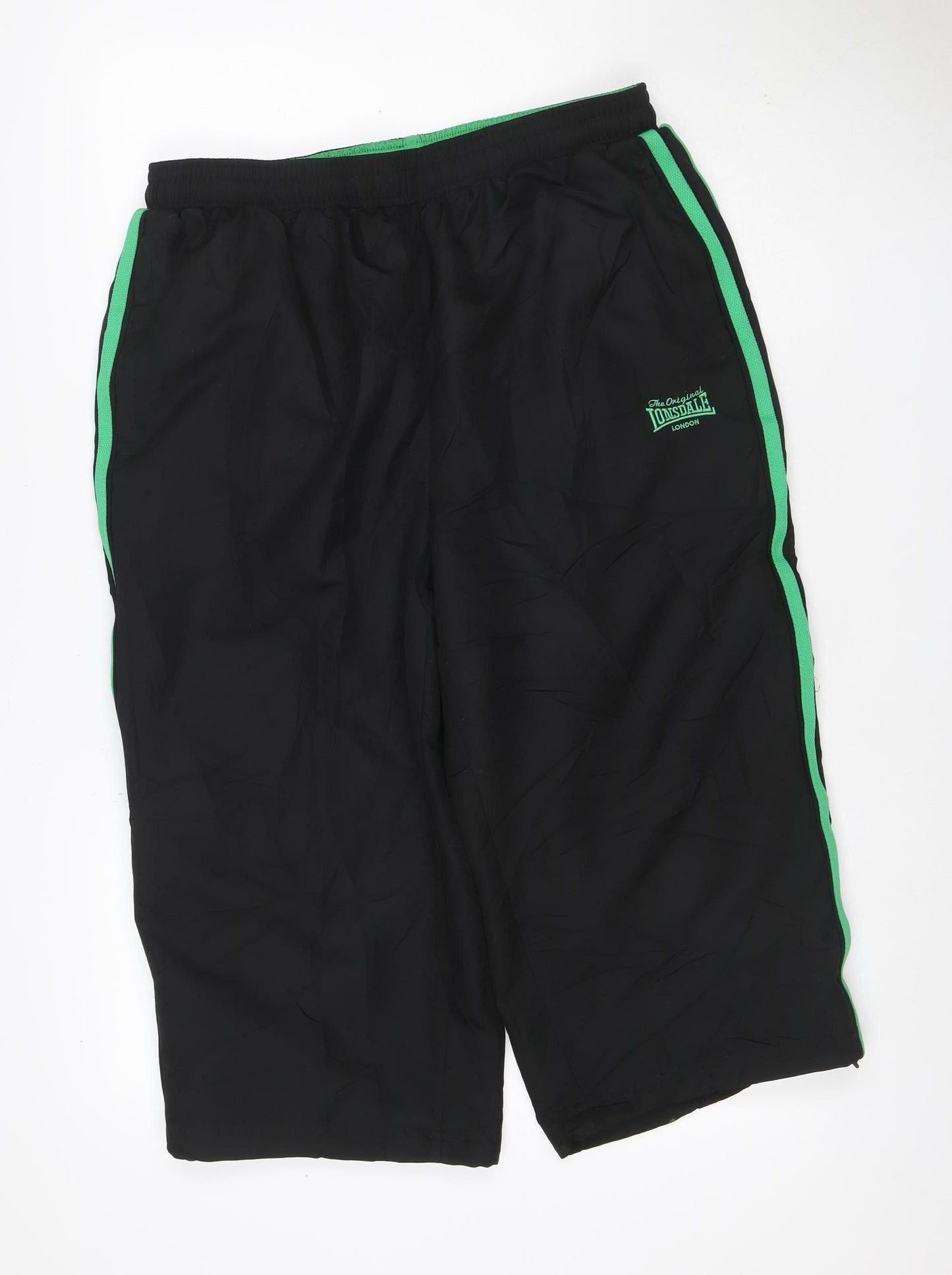 Lonsdale Men’s Black Green XL Track Pants Polyester Drawstring