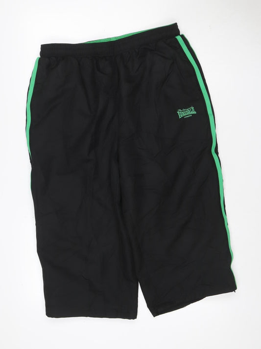 Lonsdale Men’s Black Green XL Track Pants Polyester Drawstring
