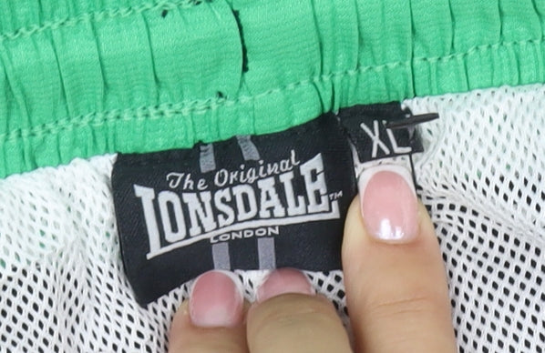 Lonsdale Men’s Black Green XL Track Pants Polyester Drawstring