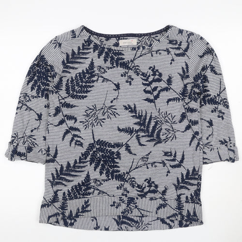 Per Una Women’s Blue UK 12 Jersey 3/4 Sleeve Fern Stripe Top