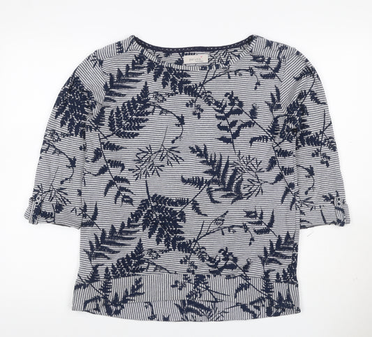 Per Una Women’s Blue UK 12 Jersey 3/4 Sleeve Fern Stripe Top
