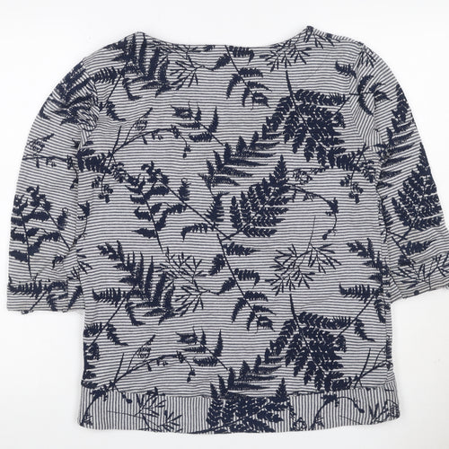 Per Una Women’s Blue UK 12 Jersey 3/4 Sleeve Fern Stripe Top