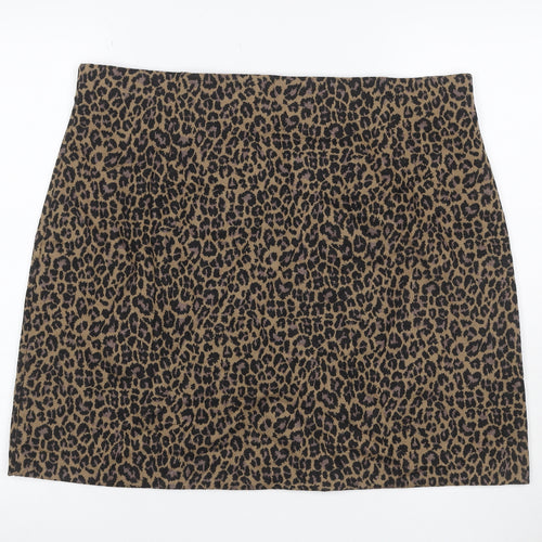 Marks and Spencer Women Brown Leopard Print UK 20 Pencil Mini Skirt Stretch
