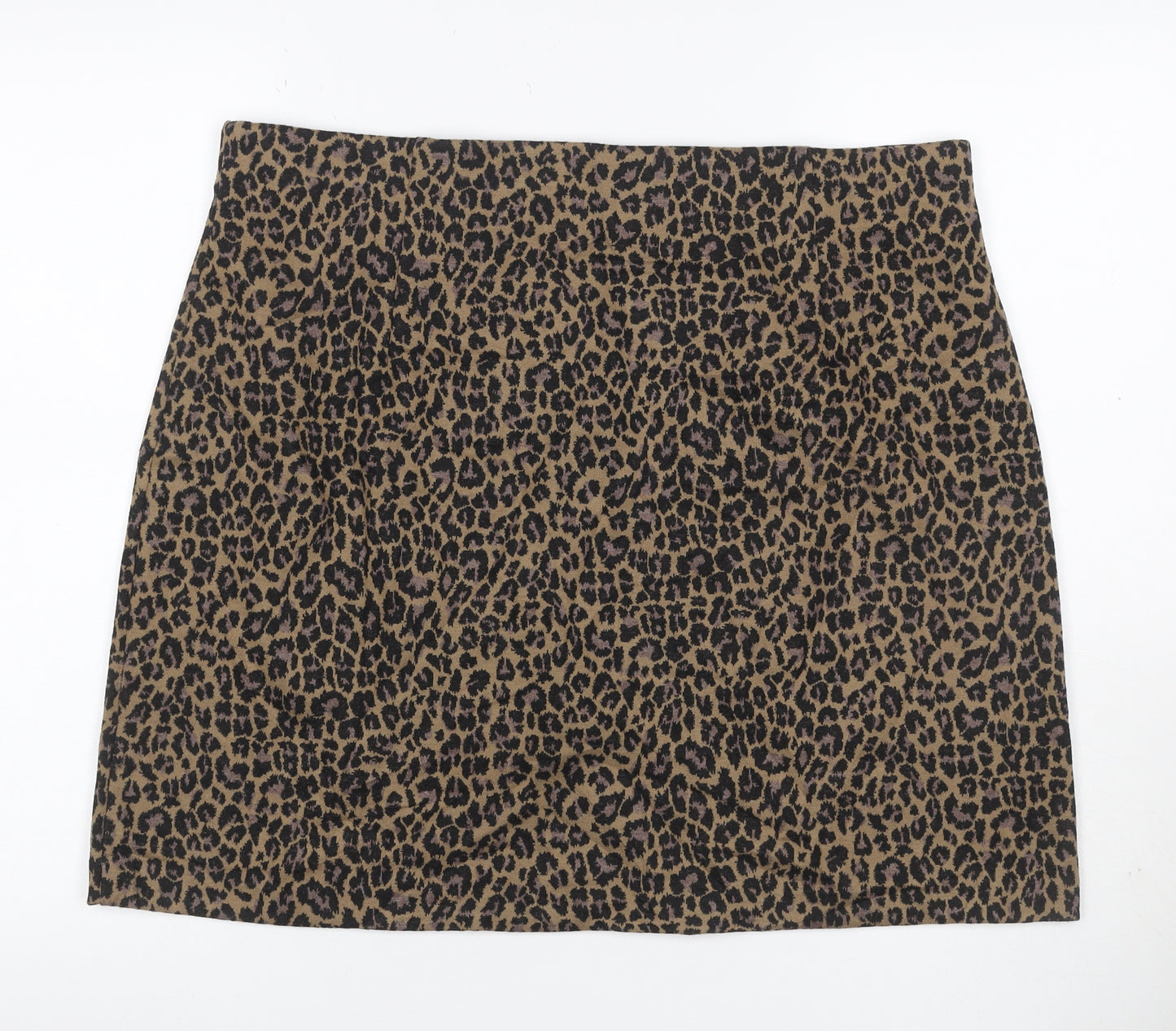 Marks and Spencer Women Brown Leopard Print UK 20 Pencil Mini Skirt Stretch