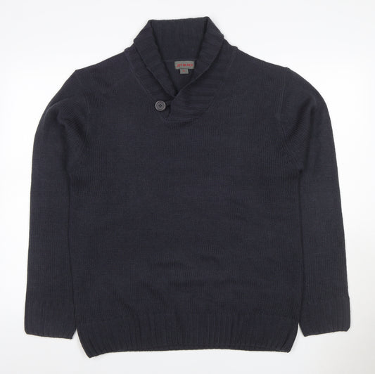 Jet Black Men's Black XL Shawl Collar Button Knit Pullover Jumper