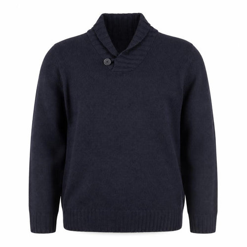 Jet Black Men's Black XL Shawl Collar Button Knit Pullover Jumper