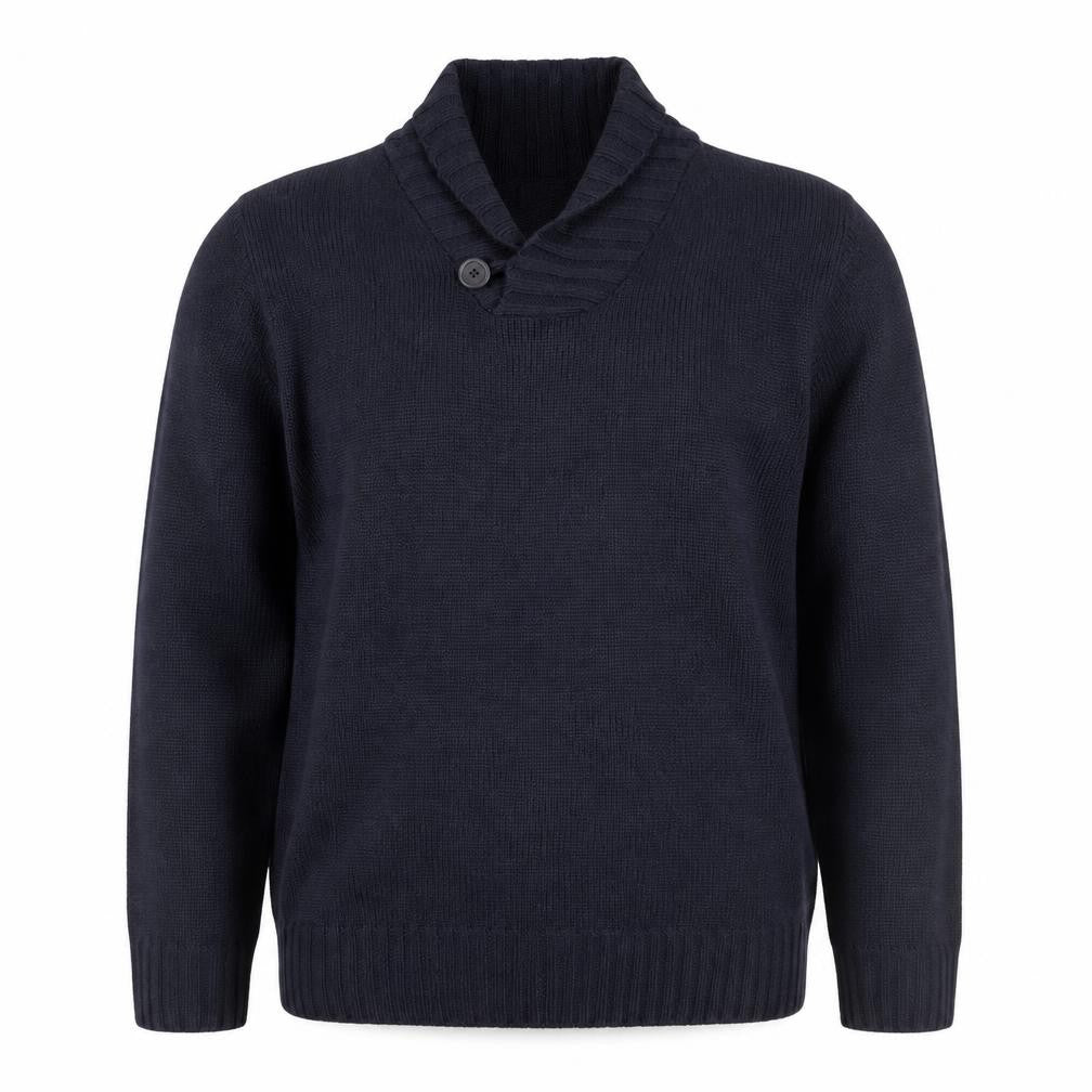 Jet Black Men's Black XL Shawl Collar Button Knit Pullover Jumper