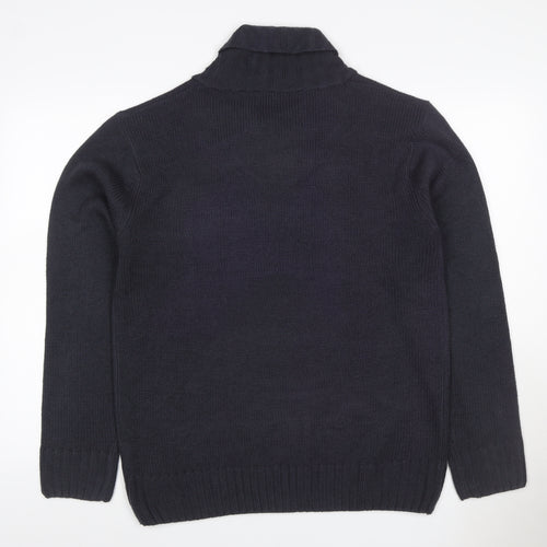 Jet Black Men's Black XL Shawl Collar Button Knit Pullover Jumper