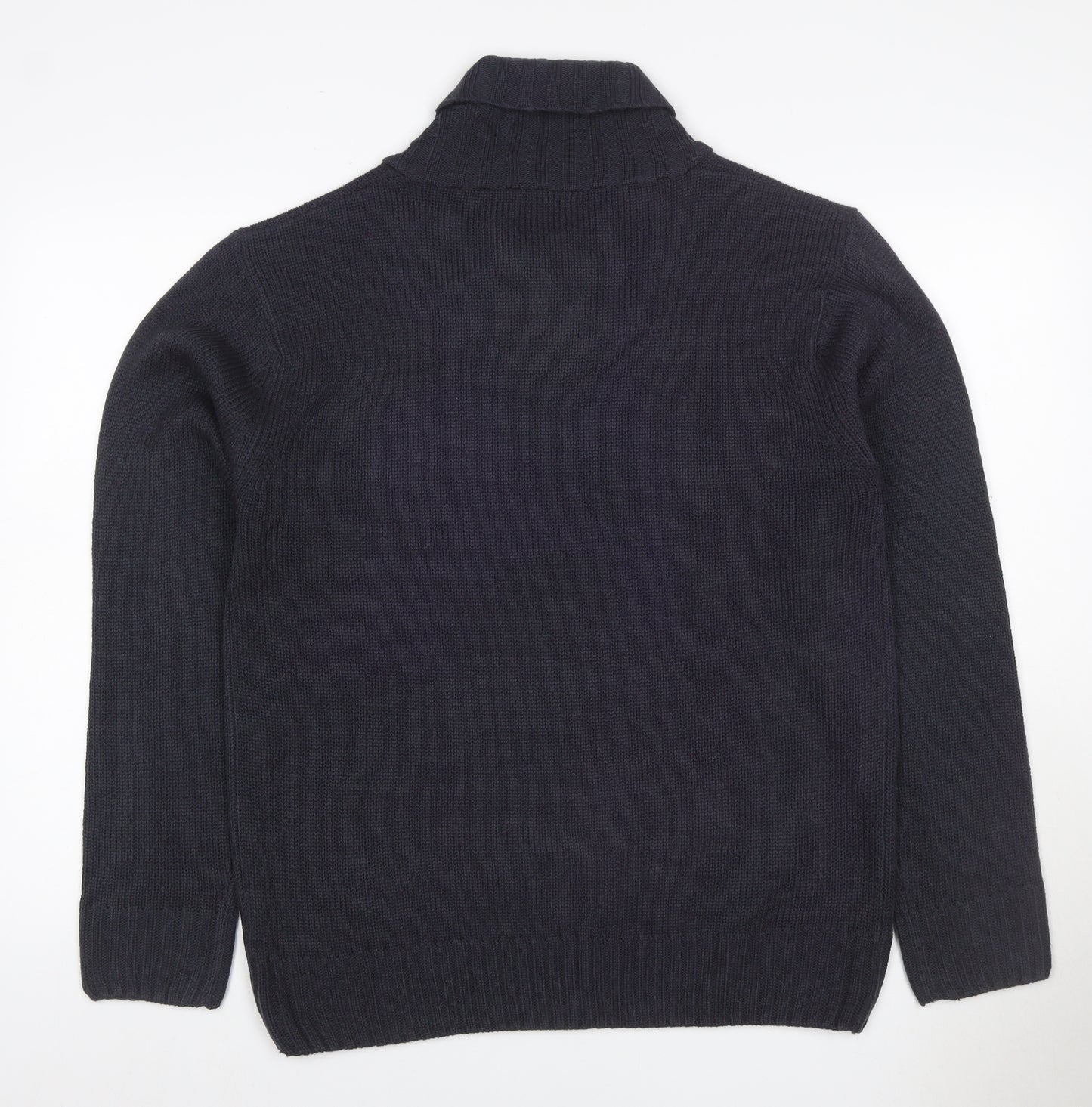Jet Black Men's Black XL Shawl Collar Button Knit Pullover Jumper