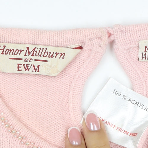 Honor Millburn at EWM Women’s Pink Size 14 Cable Knit Beaded Jumper