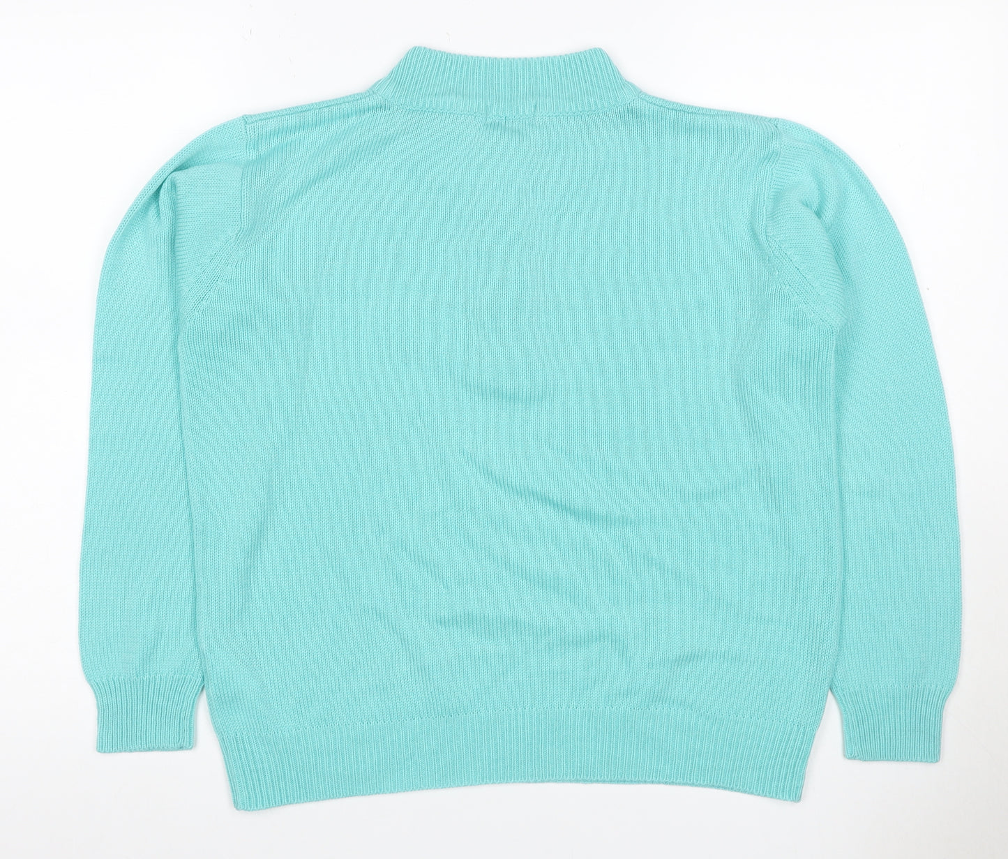 Damart Women Blue UK 14/16 Henley High Neck Acrylic Knit Jumper
