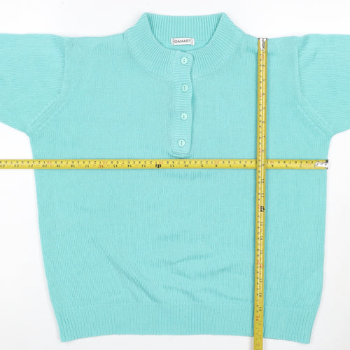 Damart Women Blue UK 14/16 Henley High Neck Acrylic Knit Jumper