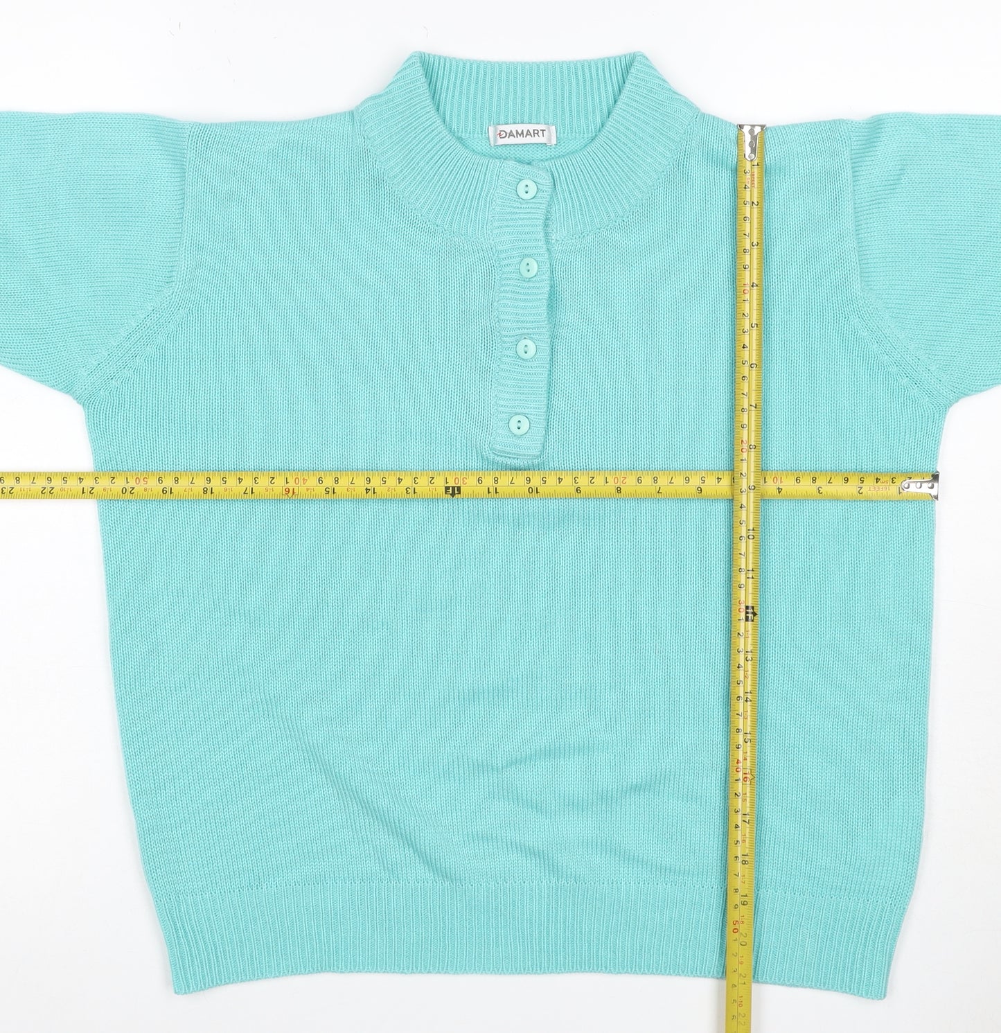 Damart Women Blue UK 14/16 Henley High Neck Acrylic Knit Jumper