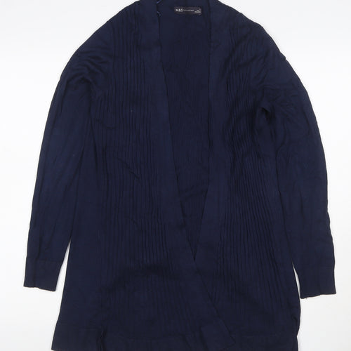 Marks and Spencer Women Blue M Open Longline Knit Cardigan
