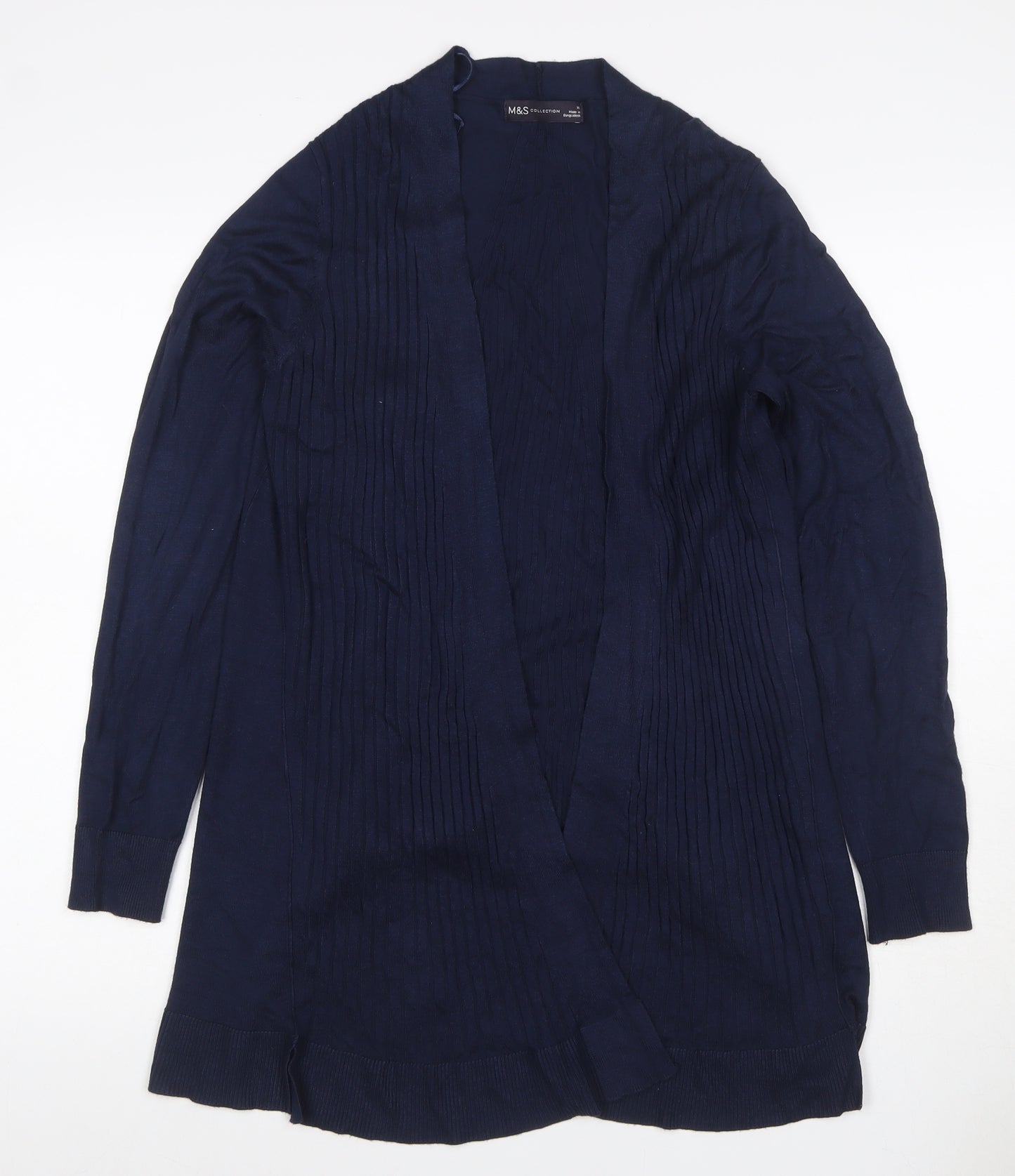 Marks and Spencer Women Blue M Open Longline Knit Cardigan