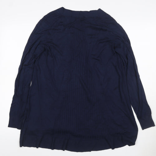 Marks and Spencer Women Blue M Open Longline Knit Cardigan
