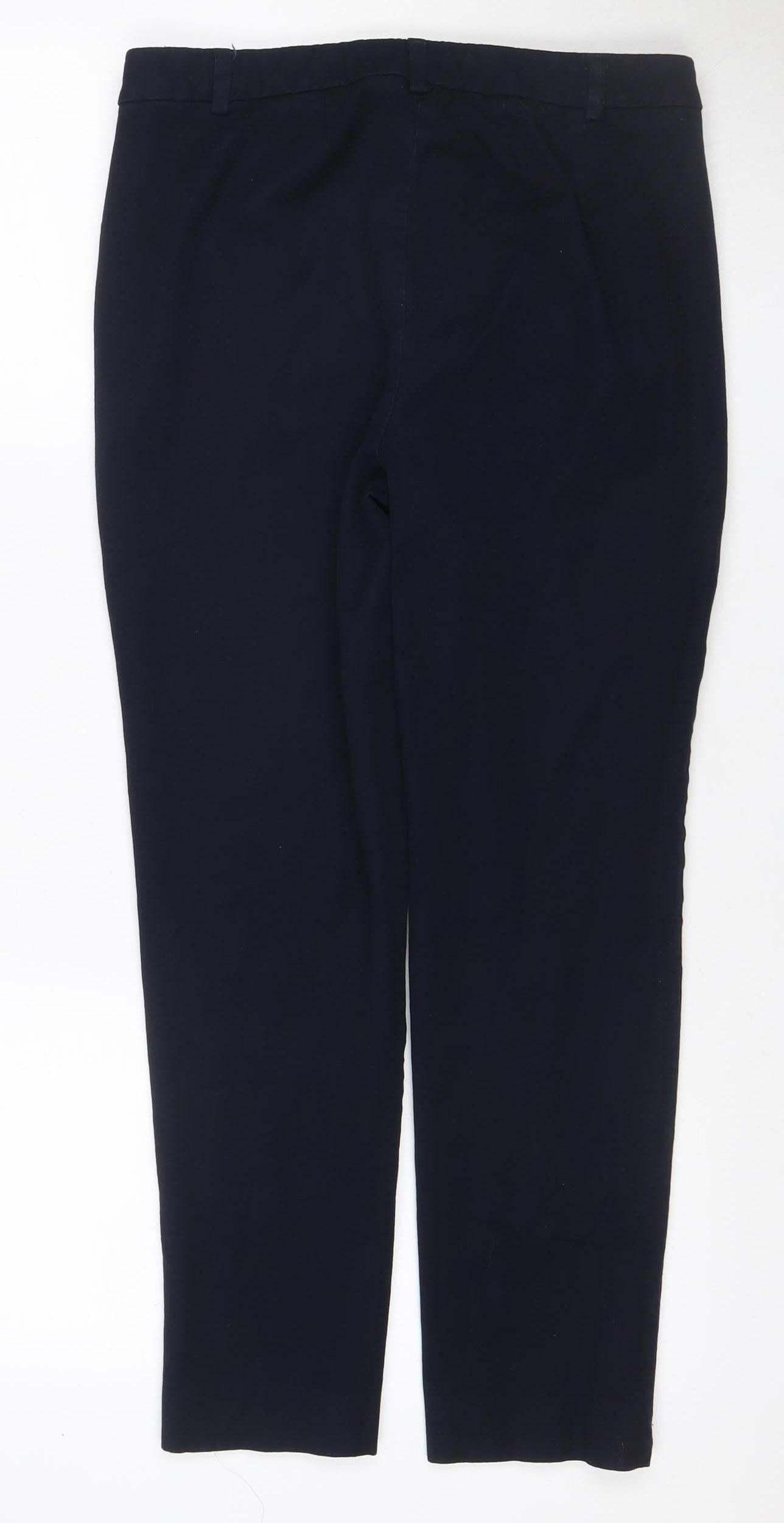 Marks and Spencer Women Blue UK 10 Regular Tailored Straight Trousers