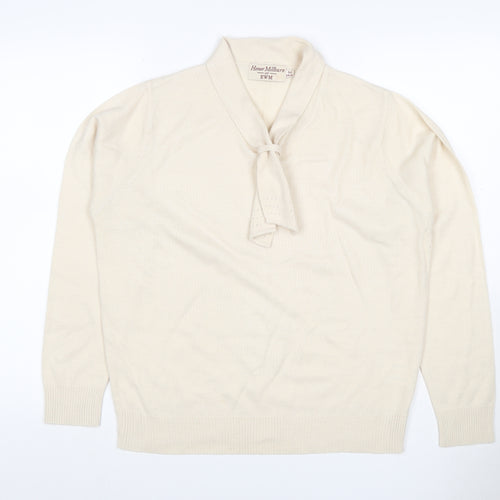 Honor Millburn EWM Women Ivory Size 14 V-Neck Tie Pullover Jumper