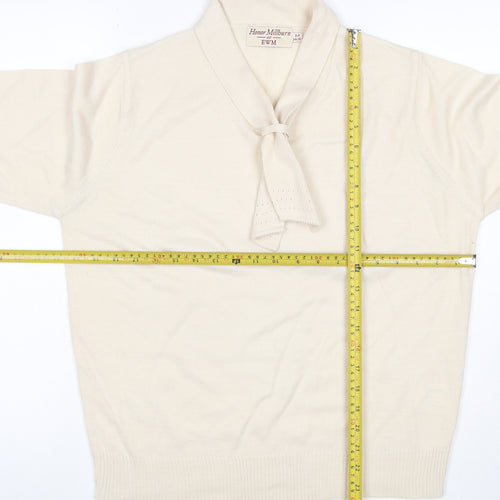 Honor Millburn EWM Women Ivory Size 14 V-Neck Tie Pullover Jumper