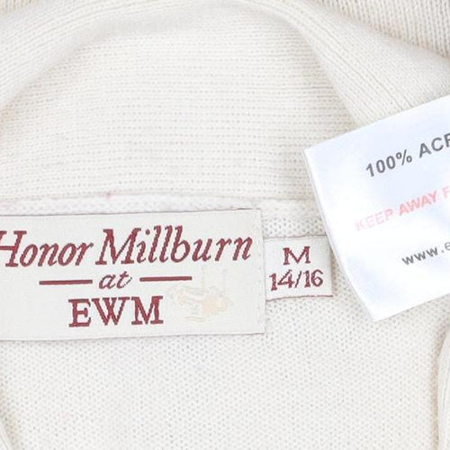 Honor Millburn EWM Women Ivory Size 14 V-Neck Tie Pullover Jumper