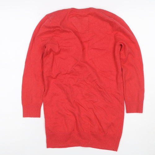 Abercrombie & Fitch Women Red S V-Neck Button Pocket Cardigan
