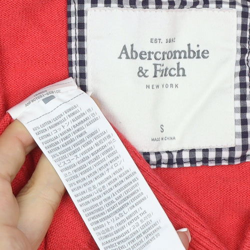 Abercrombie & Fitch Women Red S V-Neck Button Pocket Cardigan