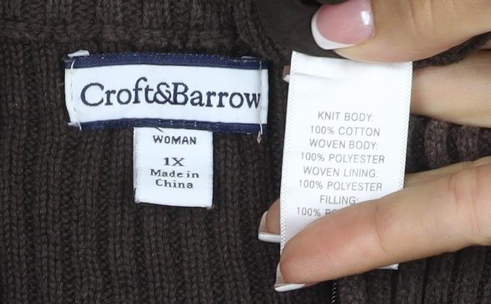 Croft & Barrow Women’s Brown UK 20 1X Quilted Knit Puffer Jacket