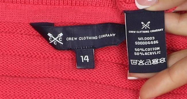 Crew Clothing Women’s Pink Size 14 Cotton Blend Crew Neck Jumper