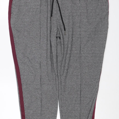 Marks and Spencer Women Black Mixed UK 20 Check Tapered Jogger Trousers