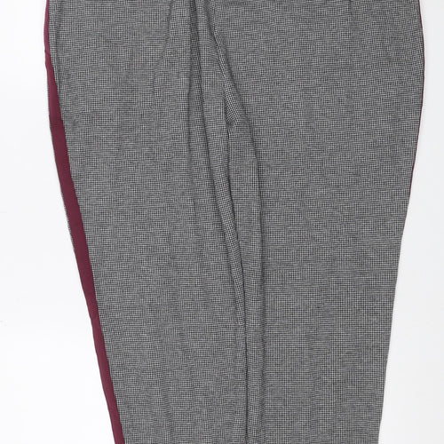 Marks and Spencer Women Black Mixed UK 20 Check Tapered Jogger Trousers