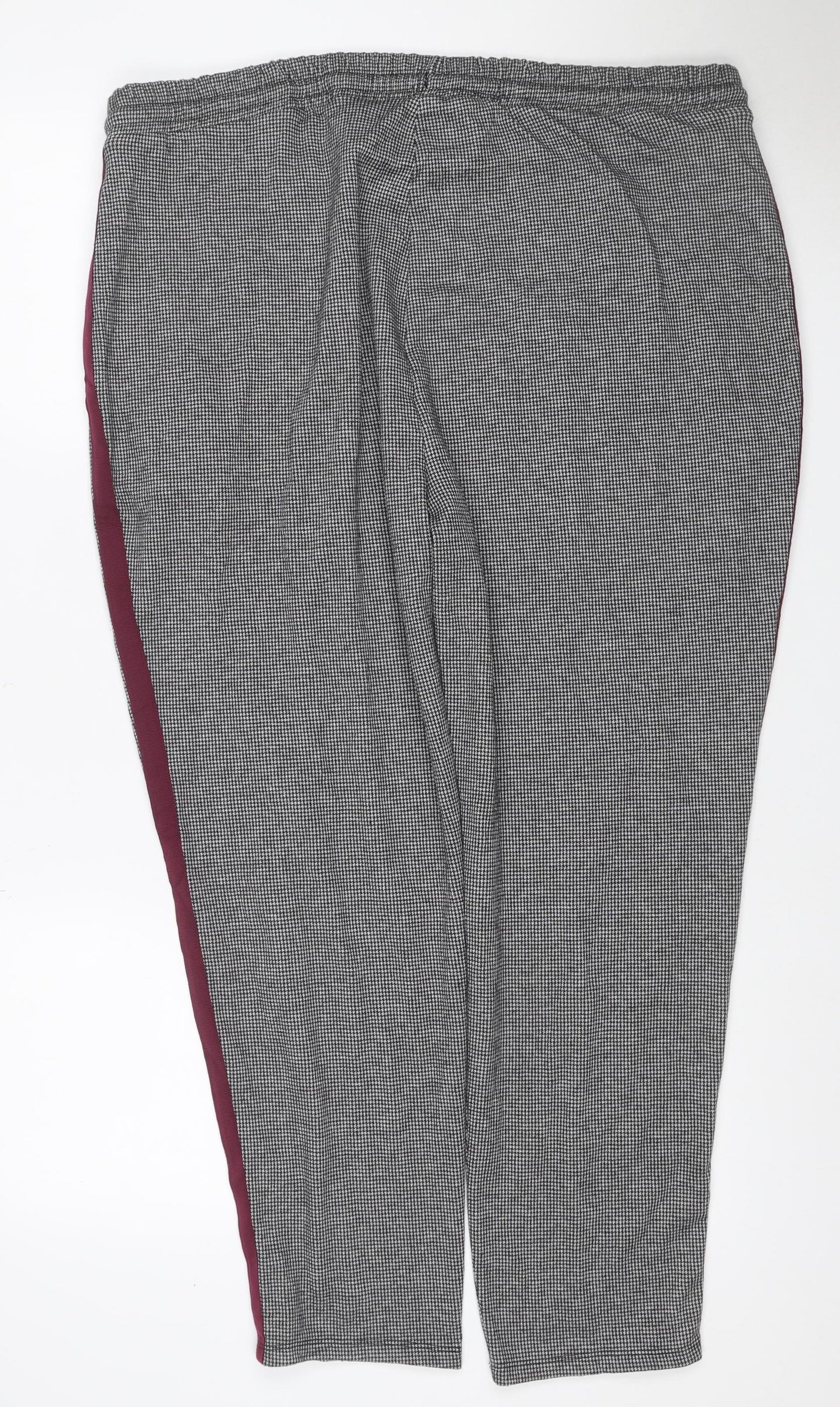 Marks and Spencer Women Black Mixed UK 20 Check Tapered Jogger Trousers