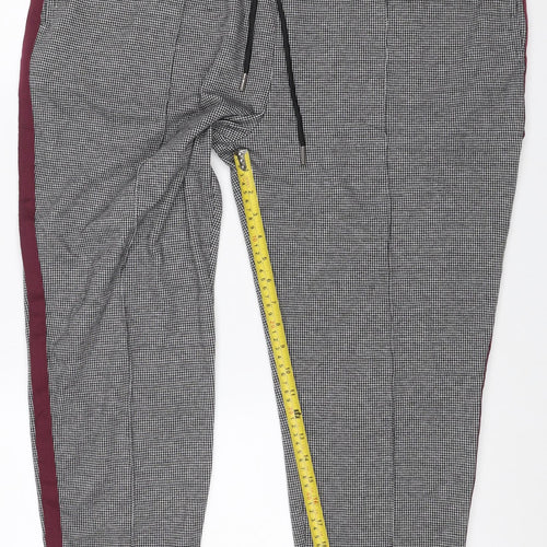 Marks and Spencer Women Black Mixed UK 20 Check Tapered Jogger Trousers