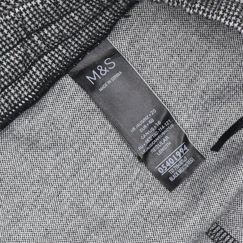 Marks and Spencer Women Black Mixed UK 20 Check Tapered Jogger Trousers