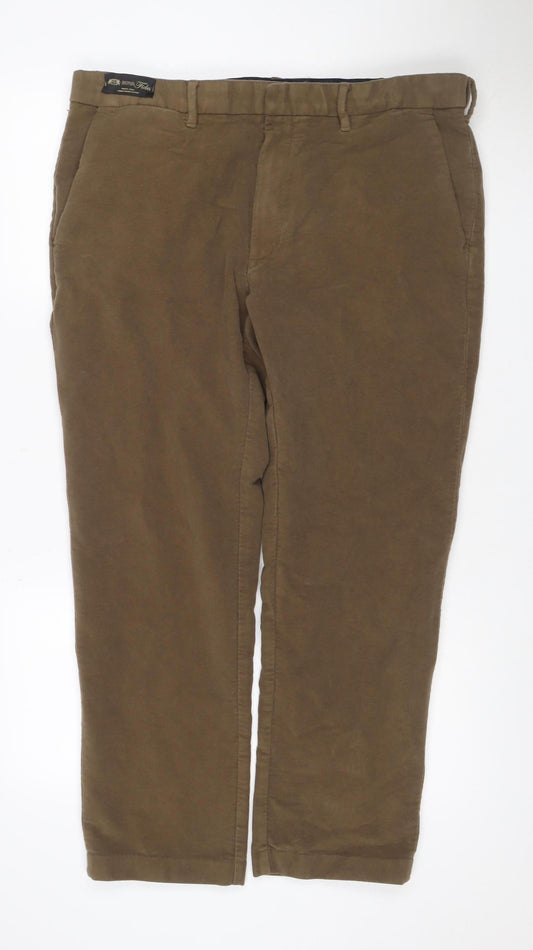 Marks and Spencer Men Brown 38x29 Regular Straight Chino Trousers