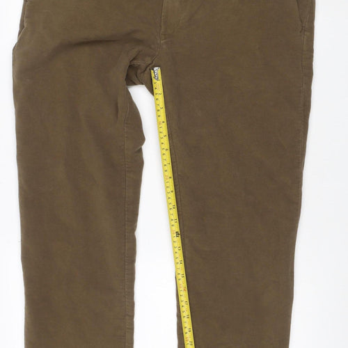 Marks and Spencer Men Brown 38x29 Regular Straight Chino Trousers