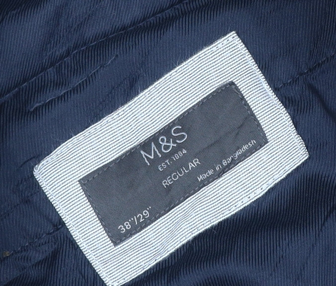 Marks and Spencer Men Brown 38x29 Regular Straight Chino Trousers