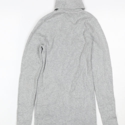 Calvin Klein Jeans Women Grey XS Ribbed Roll Neck Pullover Jumper