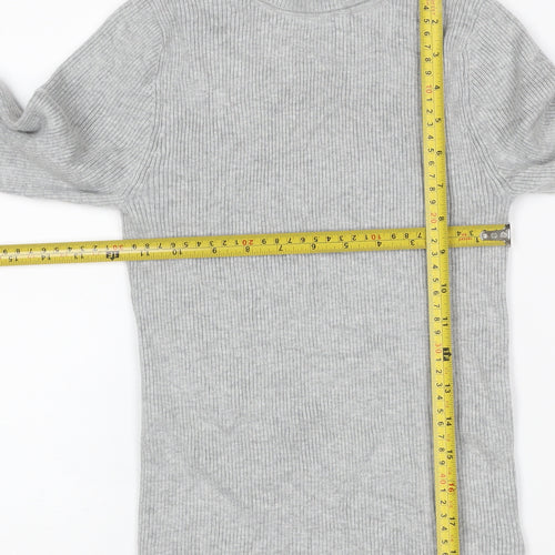 Calvin Klein Jeans Women Grey XS Ribbed Roll Neck Pullover Jumper