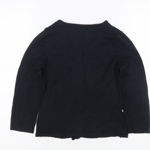 Laura Ashley Women Black UK 8 V-Neck Button Knit Cardigan