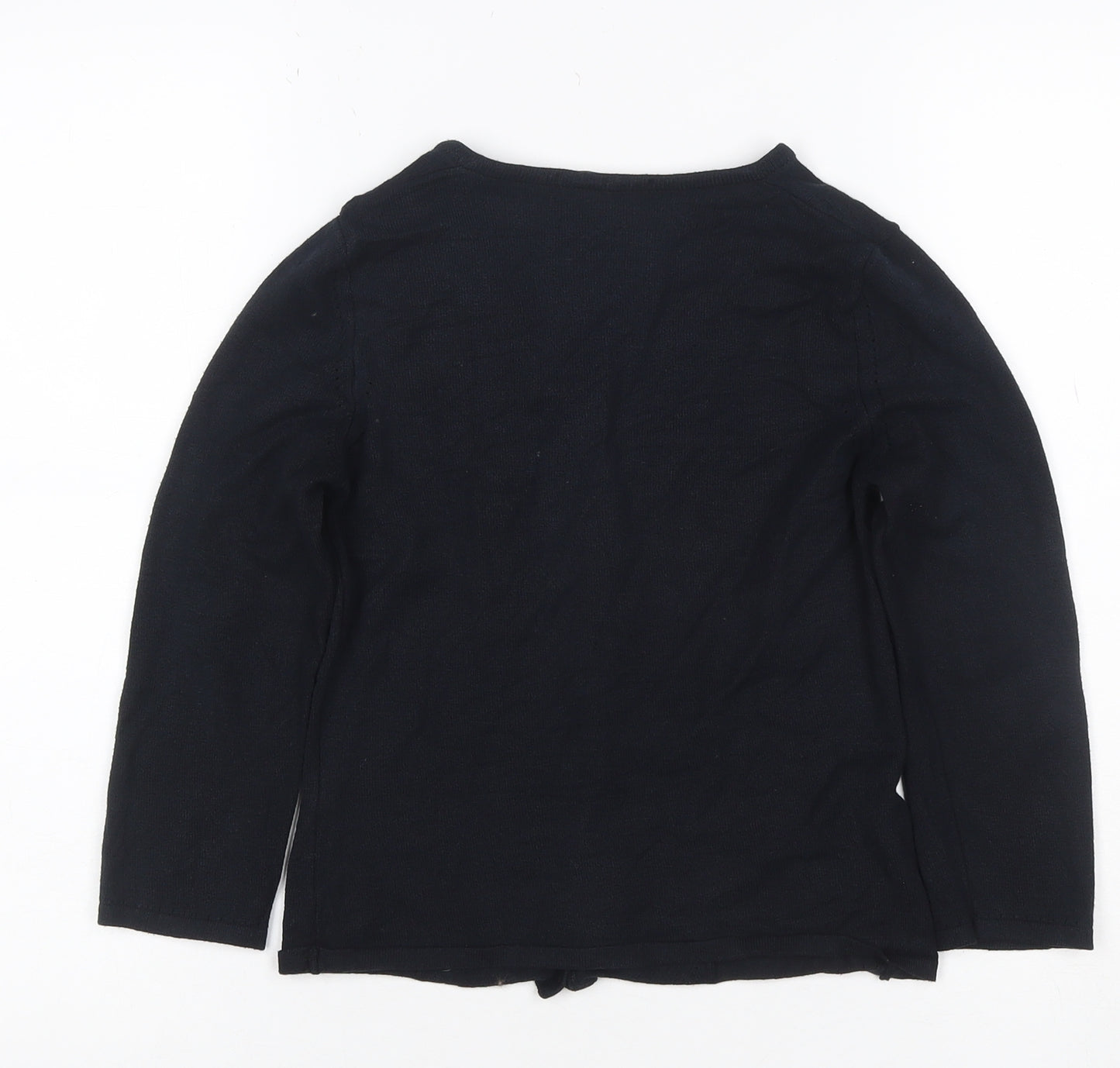 Laura Ashley Women Black UK 8 V-Neck Button Knit Cardigan