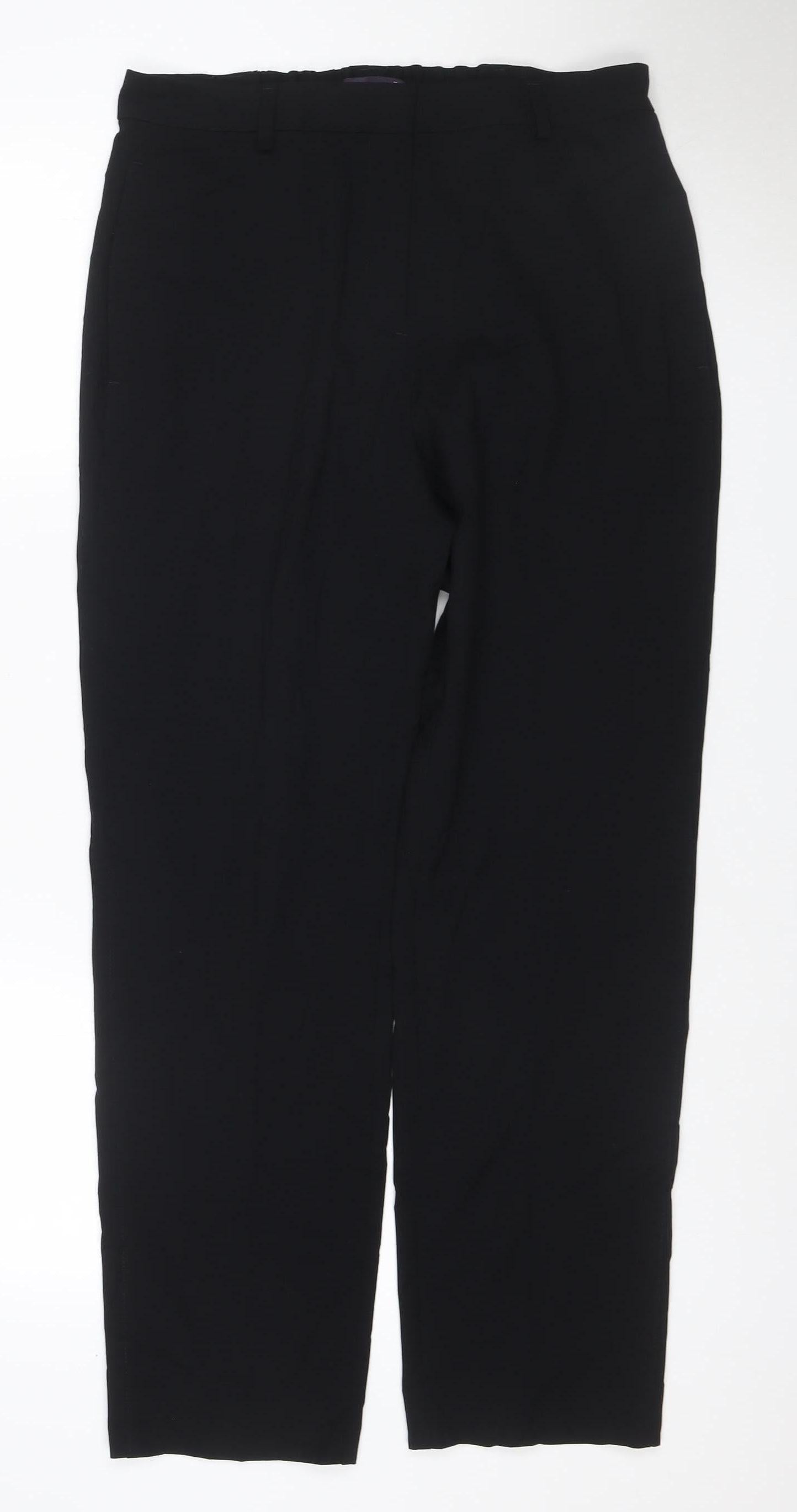 Marks and Spencer Women Black UK 4 Short Straight Tailored Trousers
