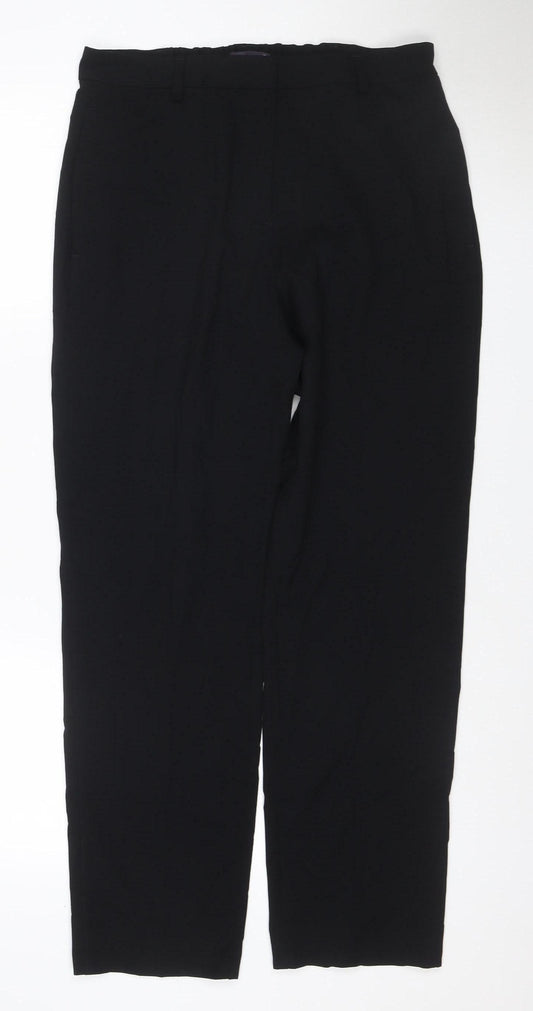 Marks and Spencer Women Black UK 4 Short Straight Tailored Trousers