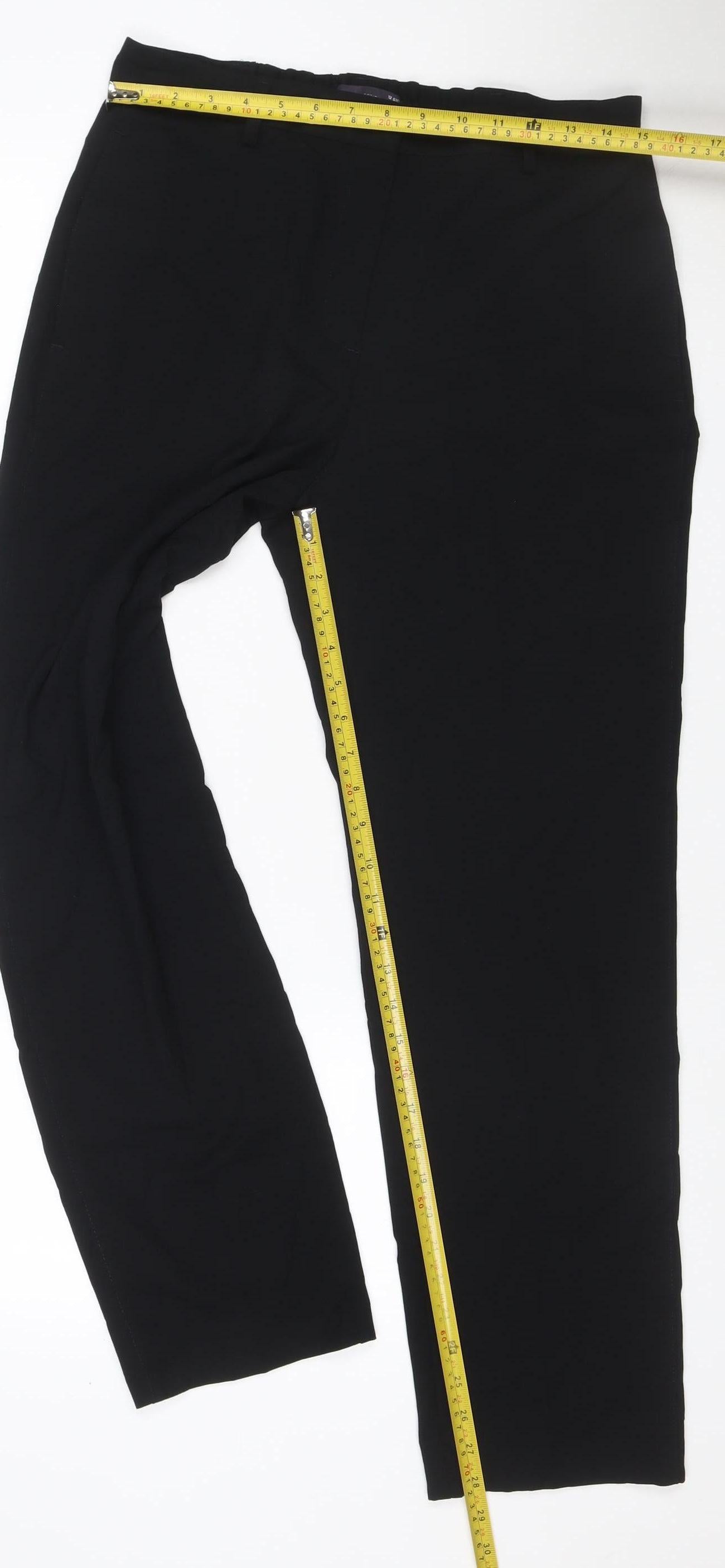 Marks and Spencer Women Black UK 4 Short Straight Tailored Trousers